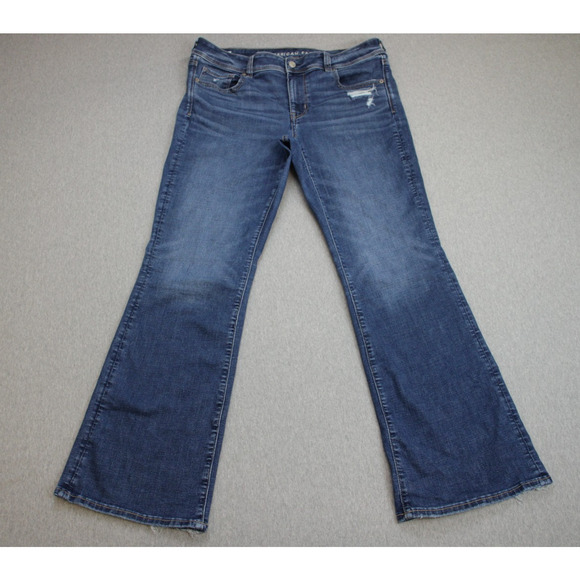 American Eagle Jeans Womens 14 Regular Blue Kick Boot Cotton Blend Stretch - Picture 1 of 8